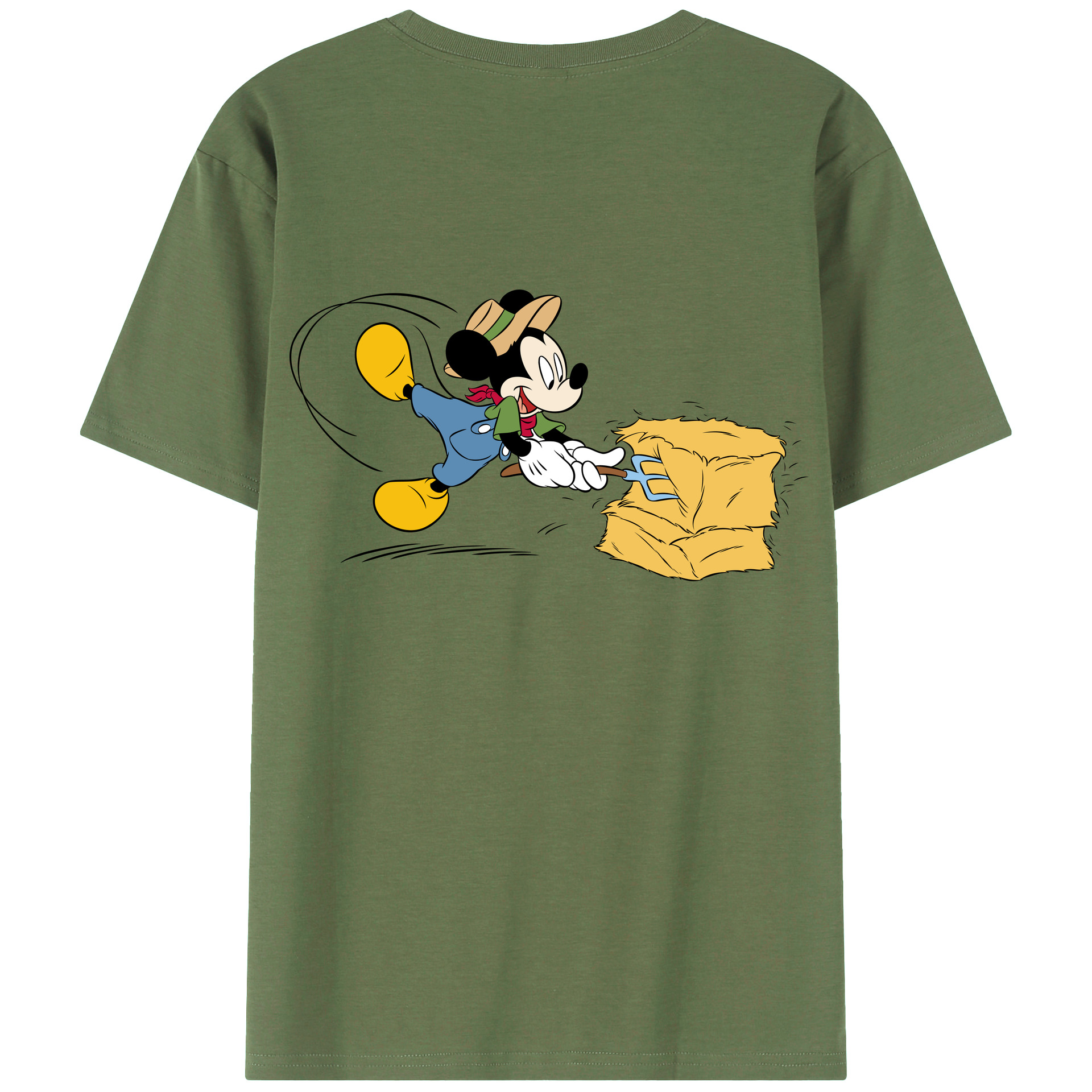 ミッキーマウス Mickey Mouse 綿100％ メンズ半袖Tシャツ（バックプリント） 通気性